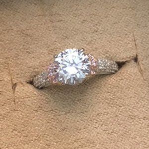 CZ Engagement ring with pink accents, sz 7
